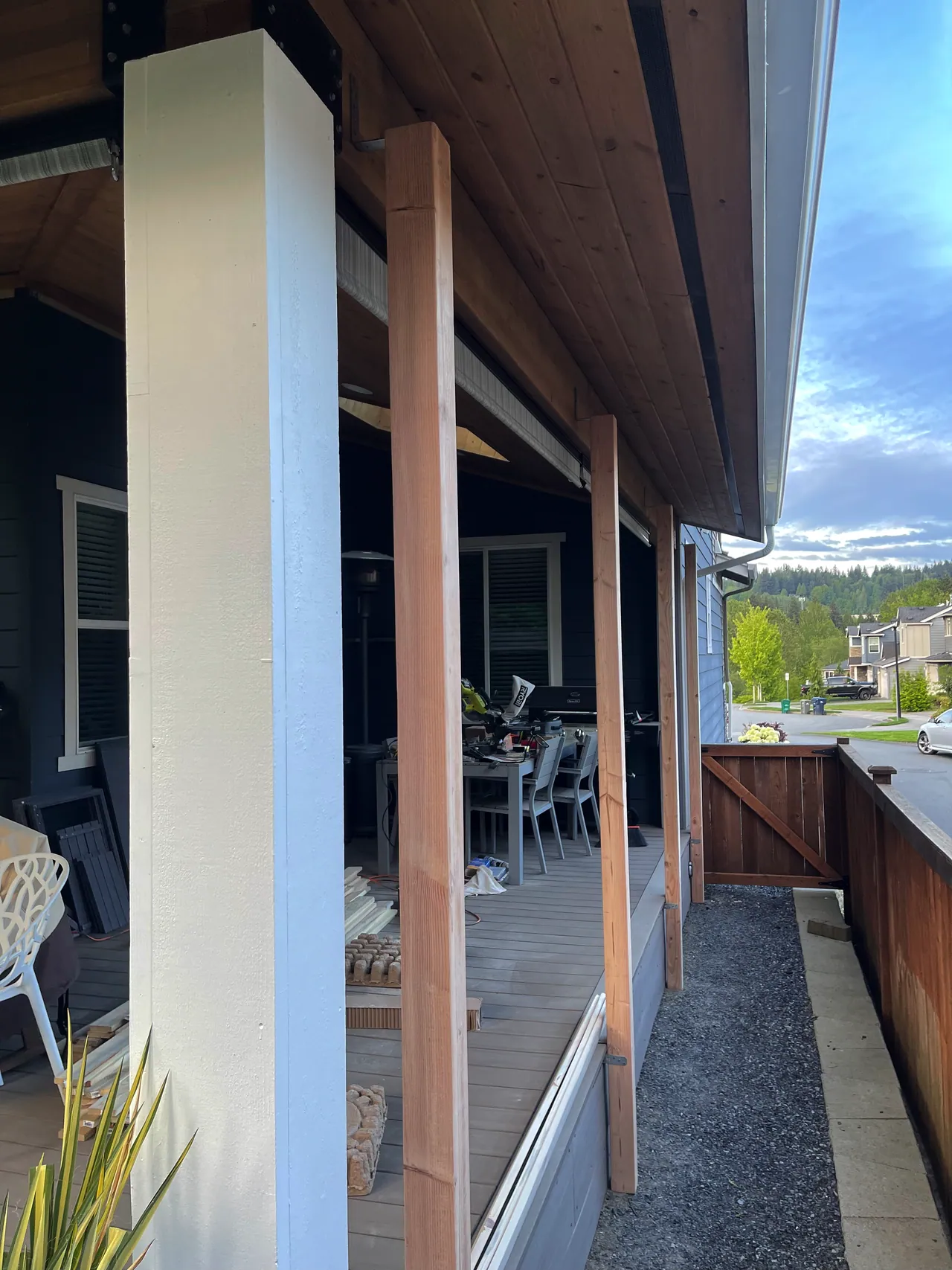 Side view of the posts